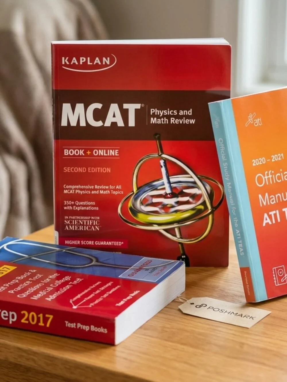 MCAT & ATI TEAS Test Prep Book Lot (Set of 3) – Kaplan Physics, Practice Tests &